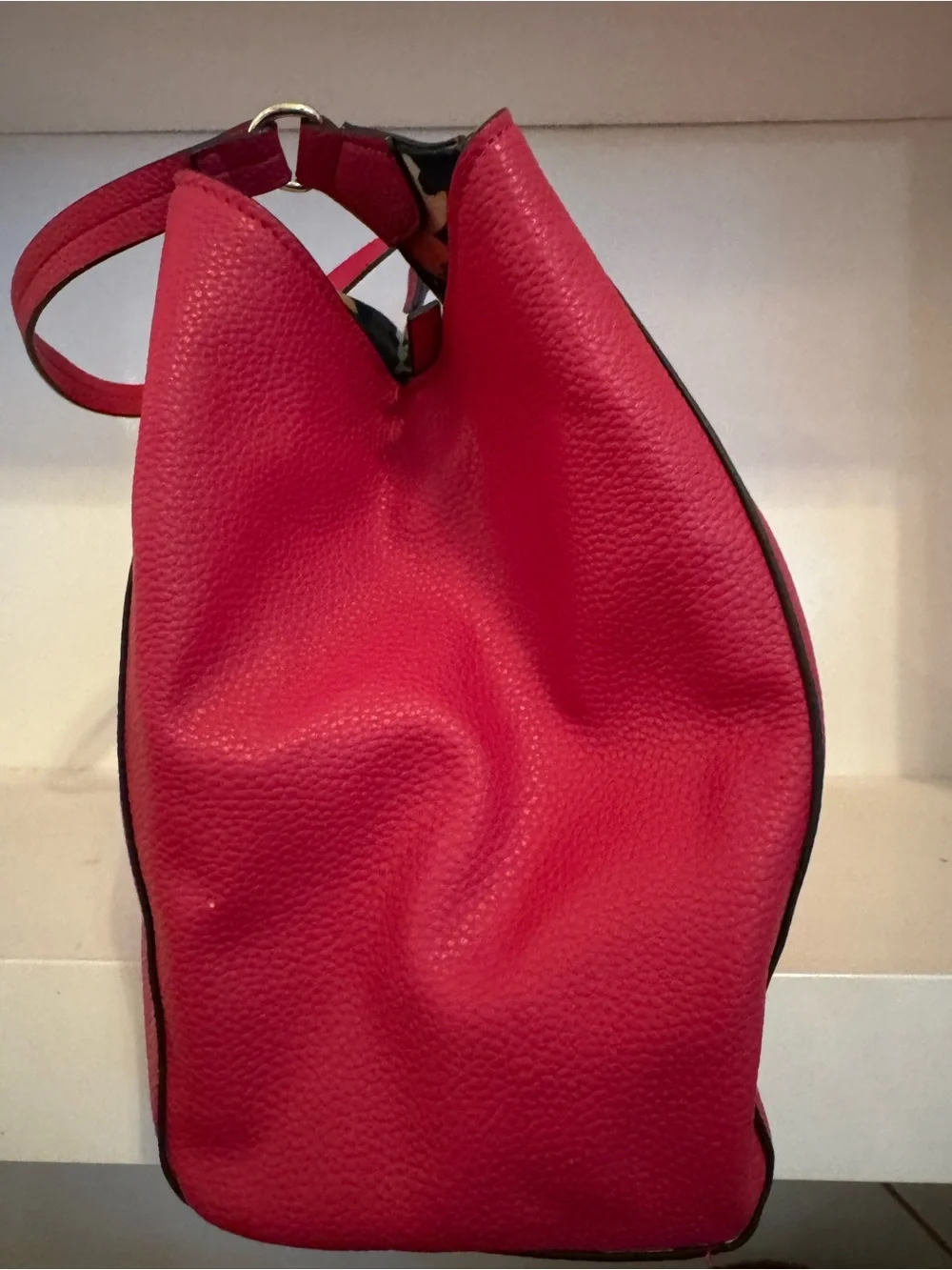 Nanette Lepore Fuchsia Pebbled Vegan Leather Shoulder Bag Tote